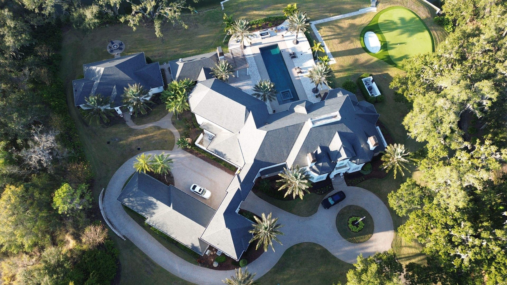 Roofing project overhead view